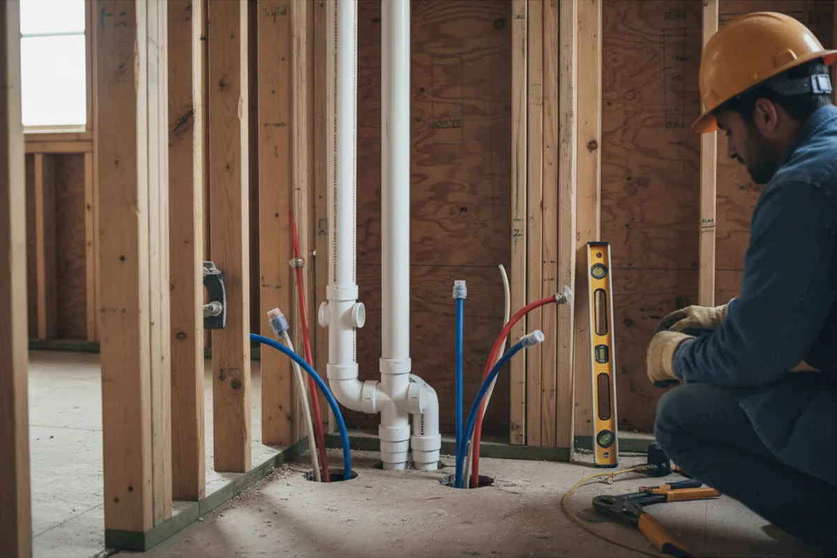Drain and supply rough-in during Drain Cleaning in Adin