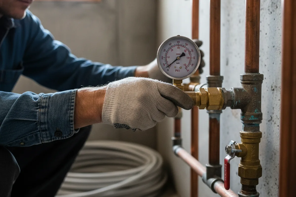 Pressure testing a repaired line during Water Line Repair in Adin